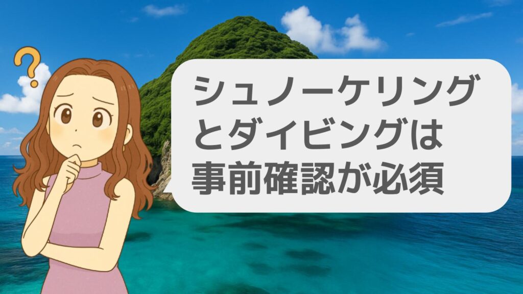 シュノーケリングとダイビングは事前確認が必須
