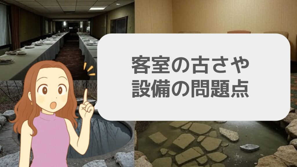 客室の古さや設備の問題点