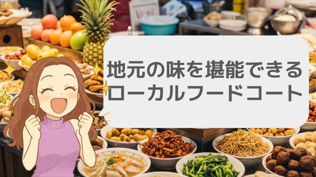 地元の味を堪能できるローカルフードコート