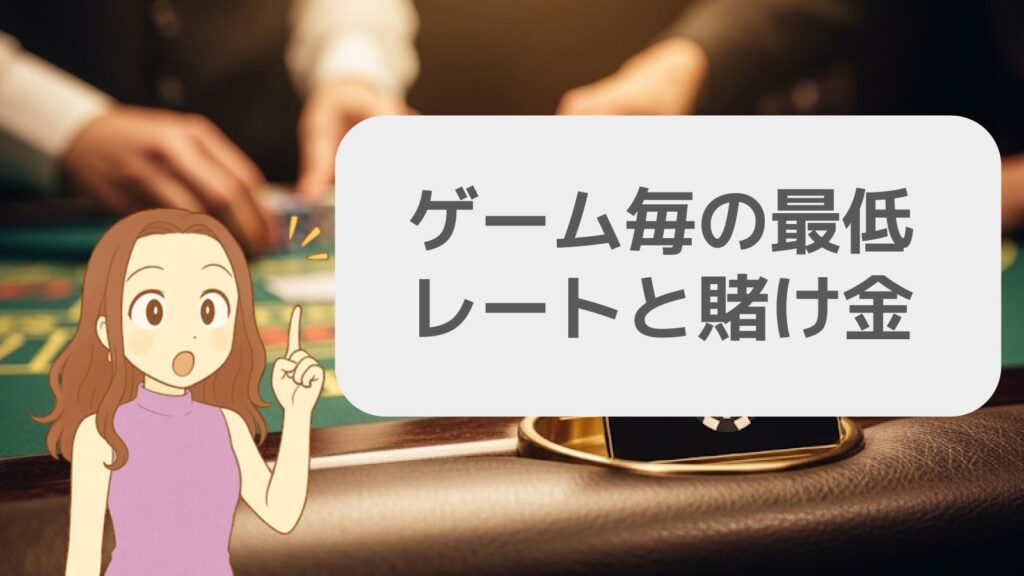 ゲーム毎の最低レートと賭け金