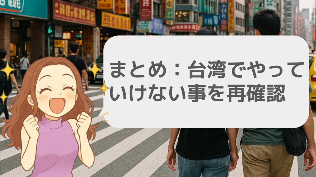 まとめ:台湾でやってはいけない事を再確認