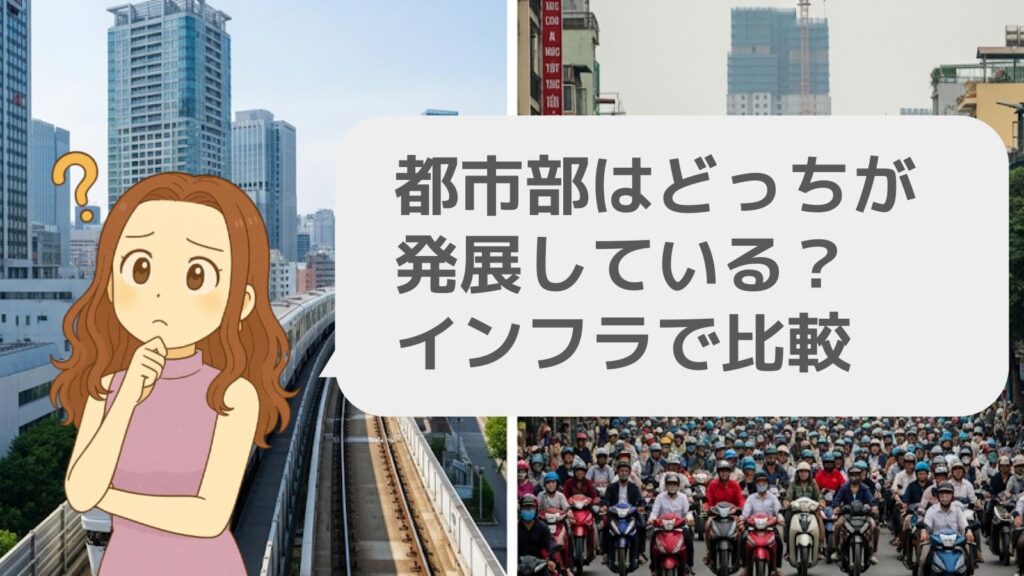 都市部はどっちが発展しているかインフラで比較