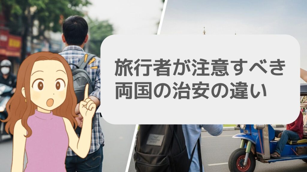 旅行者が注意すべき両国の治安の違い