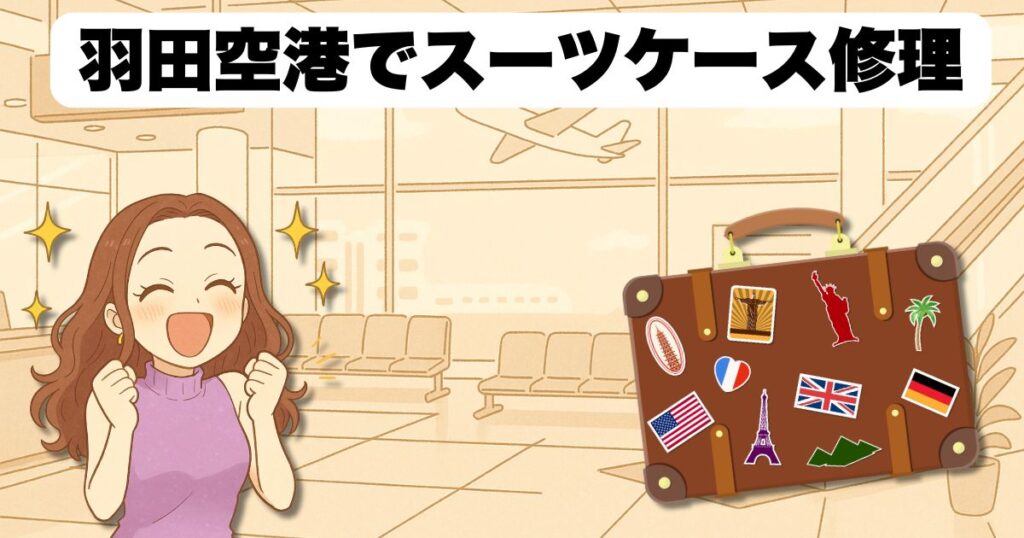 羽田空港第3ターミナルでスーツケース修理