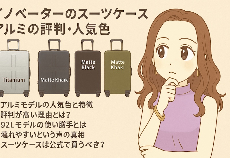 イノベーターのスーツケース アルミの評判・人気色