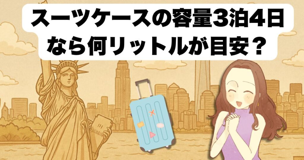 スーツケースの容量3泊4日なら何リットルが目安?