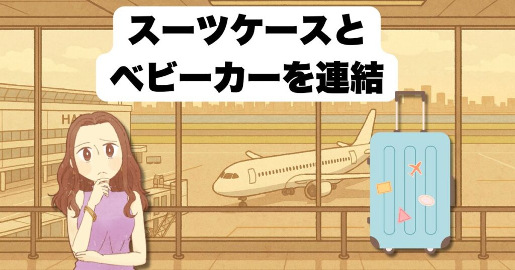 スーツケースとベビーカーを上手に連結