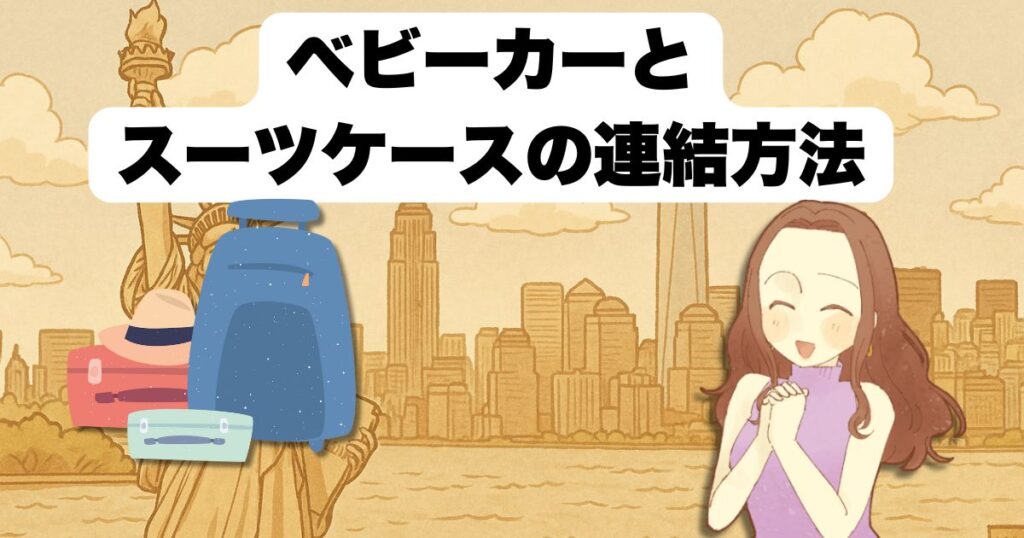 ベビーカーとスーツケースの連結方法