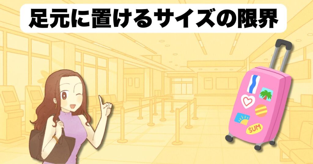 キャリーケース 足元に置けるサイズの限界は?