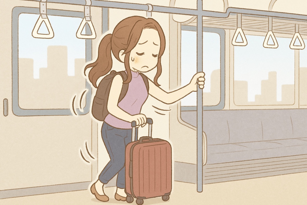 電車でキャリーケースを持つ女性の注意点