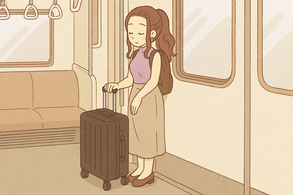 電車内スーツケースの置き方の基本