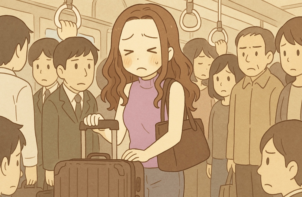 満員電車でスーツケースはどこに置く?