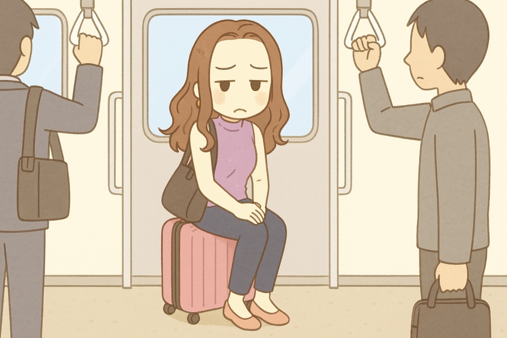 満員電車でスーツケースに座っても良い?