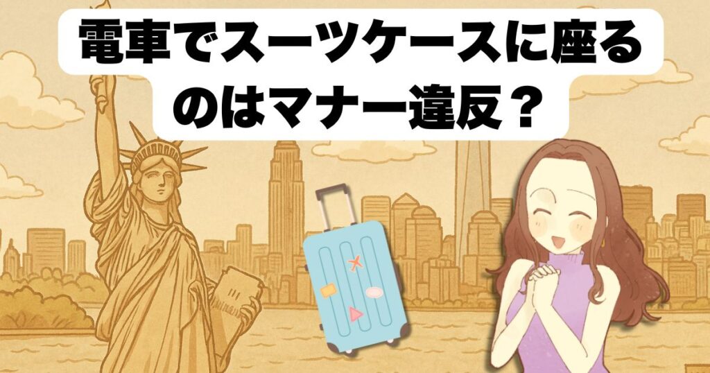 電車でスーツケースに座るのはマナー違反?