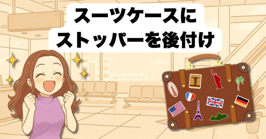 スーツケースへのストッパー後付け術【100均】