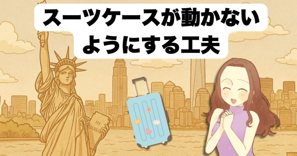 スーツケースが動かないようにする工夫