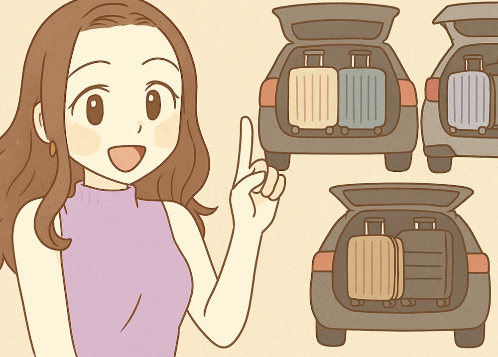 ヤリス以外のトランクならスーツケースは何個つめるか