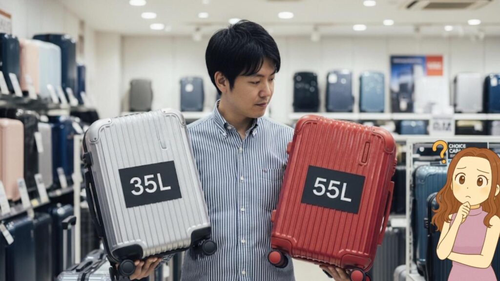 56 36 23 スーツケース スーツケースは何リットルが目安?