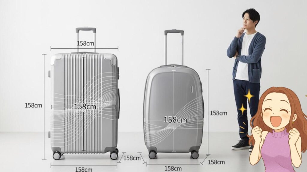 海外旅行 10日間 スーツケース サイズ 3辺合計158cmは何リットルに相当?