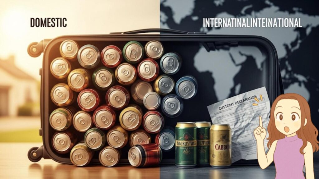 飛行機で缶ビールを運ぶスーツケースの国内線・国際線ルール