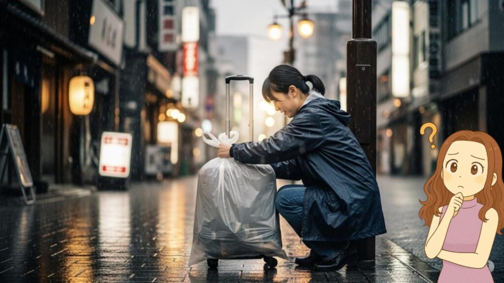 スーツケースカバー 防水 セリア 急な雨に!スーツケース雨カバーの代用術