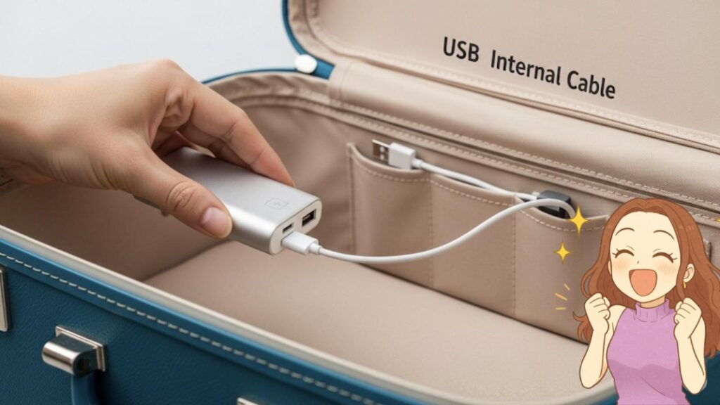 スーツケース 充電器付き 付属の充電コードの役割と使い方