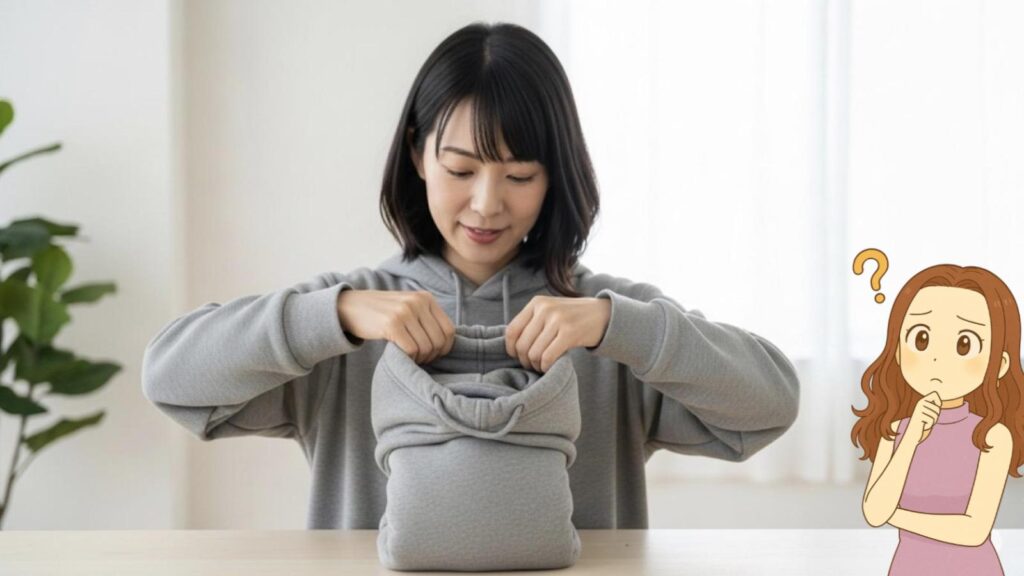 スーツケース 服たたみ方 かさばるパーカーのコンパクトな収納術