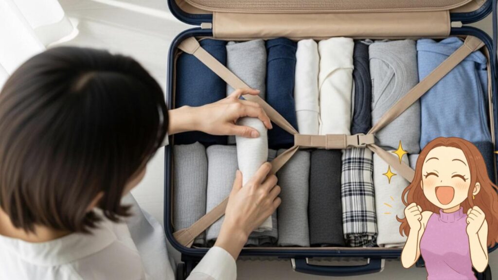 スーツケース 服たたみ方 キャリーケースにシワにならない荷物の詰め方